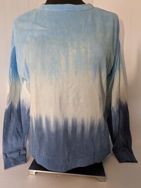 Old Navy Loose Dip-Dyed Easy Long Sleeve Tee, Size XS, Blue And White